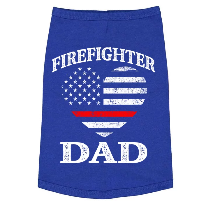 Firefighter Dad Patriotic Us Flag Heart Fire Firefighting Gift Doggie Tank