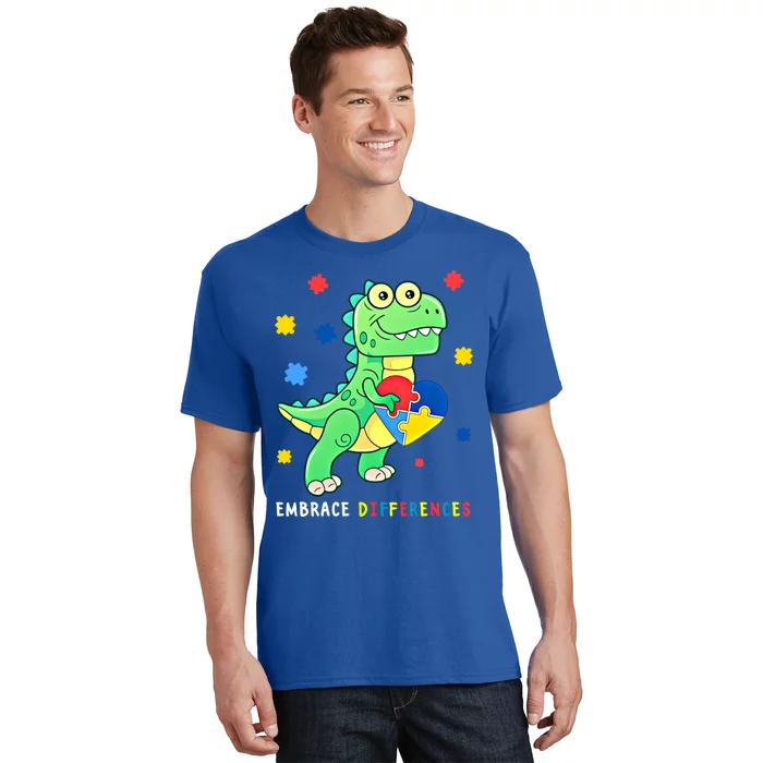 Funny Dinosaur Puzzle Piece Autism Awareness Cool Gift T-Shirt