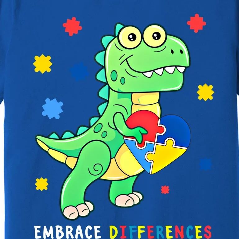 Funny Dinosaur Puzzle Piece Autism Awareness Cool Gift Premium T-Shirt