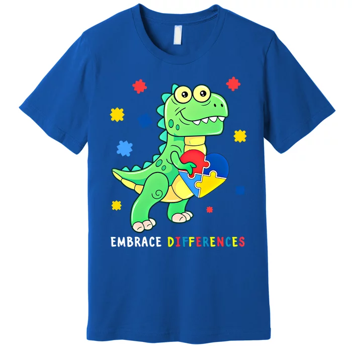 Funny Dinosaur Puzzle Piece Autism Awareness Cool Gift Premium T-Shirt