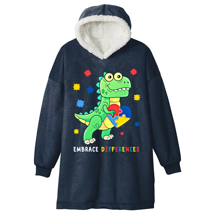 Funny Dinosaur Puzzle Piece Autism Awareness Cool Gift Hooded Wearable Blanket