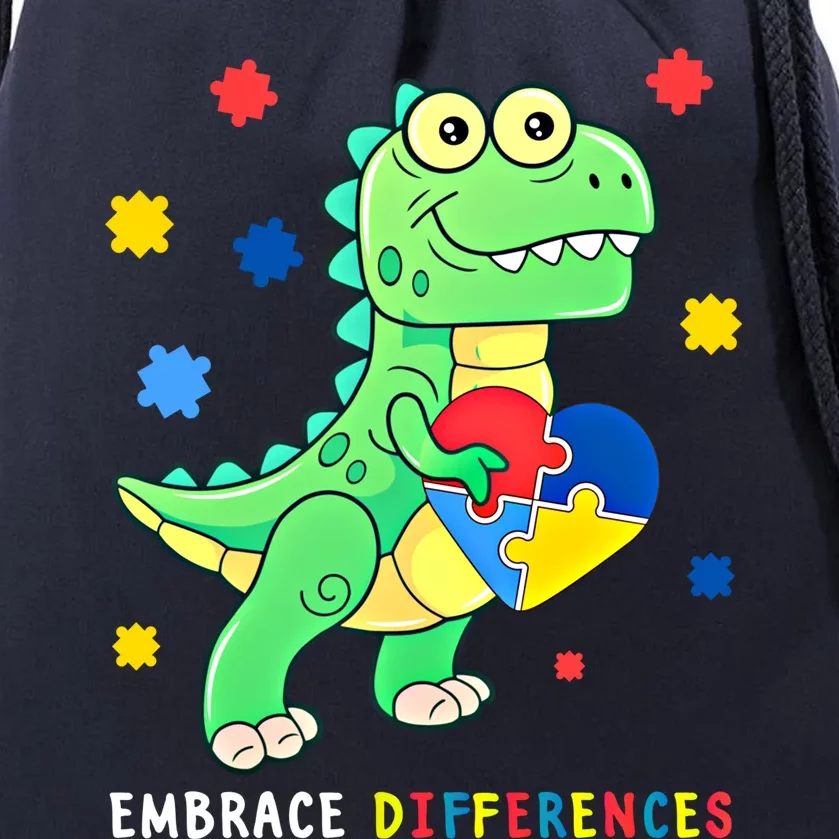 Funny Dinosaur Puzzle Piece Autism Awareness Cool Gift Drawstring Bag