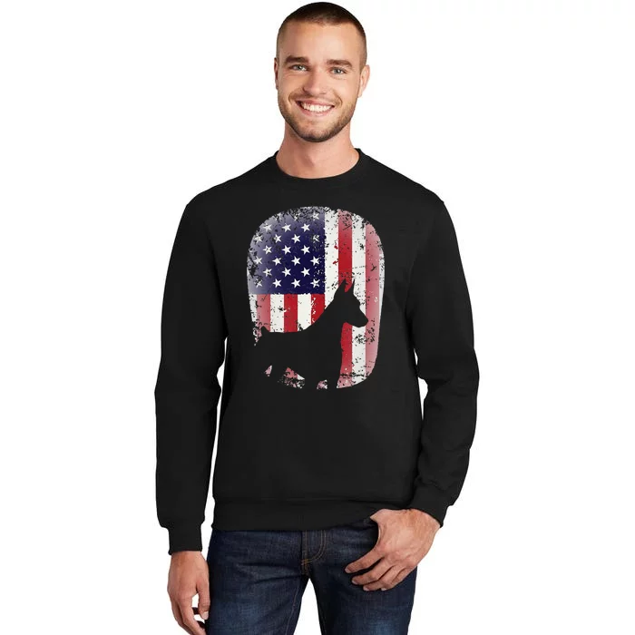 Funny Doberman Pinscher Art For  Doberman US Flag Sweatshirt