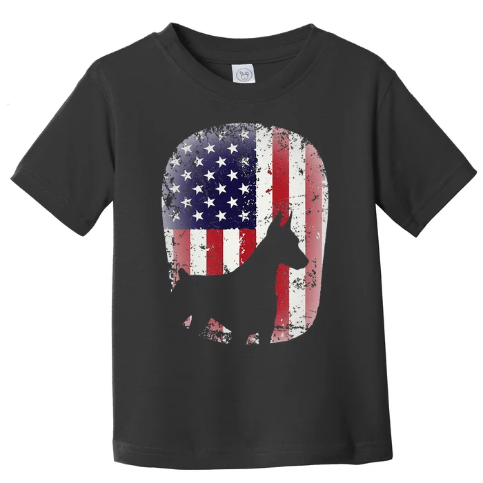 Funny Doberman Pinscher Art For  Doberman US Flag Toddler T-Shirt