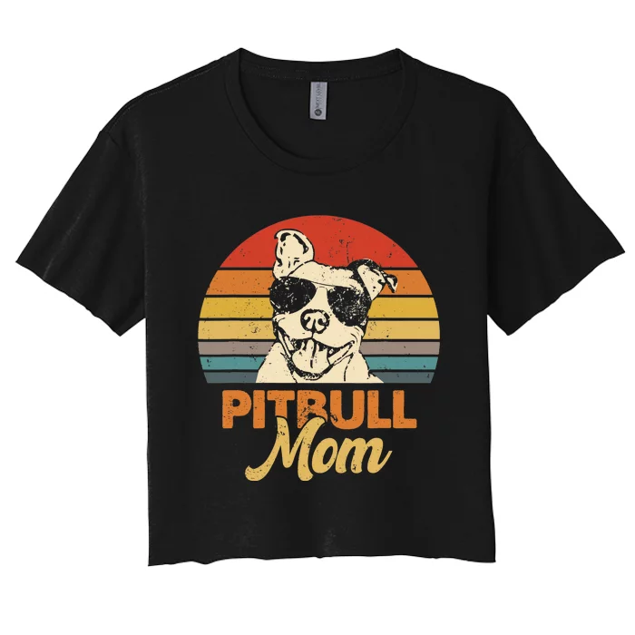 Funny Dog Pitbull Mom Pittie Mom Mother's Day Women's Crop Top Tee