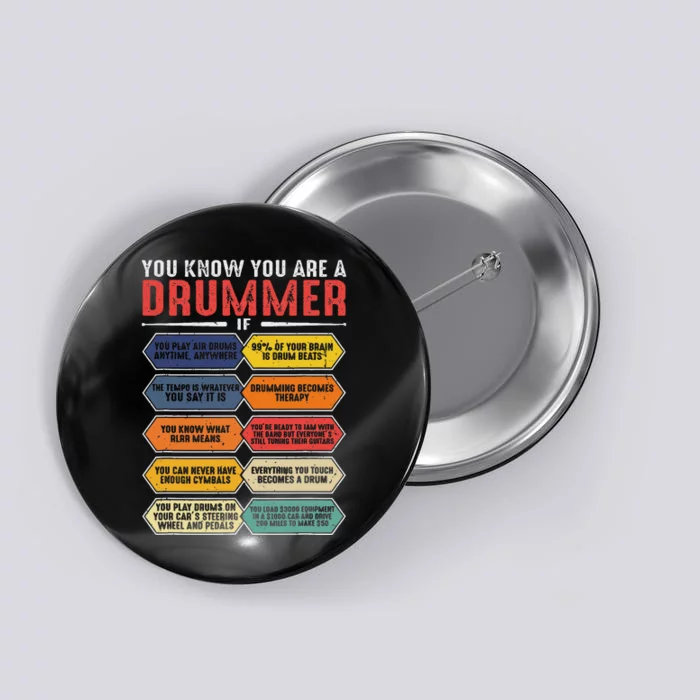 Funny Drum Player Percussion Design Button