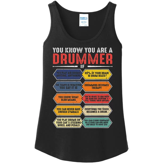 Funny Drum Player Percussion Design Ladies Essential Tank