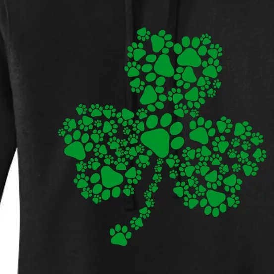 Funny Dog Paw Print Costume Dog Shamrock St Patricks Day Women's Pullover Hoodie