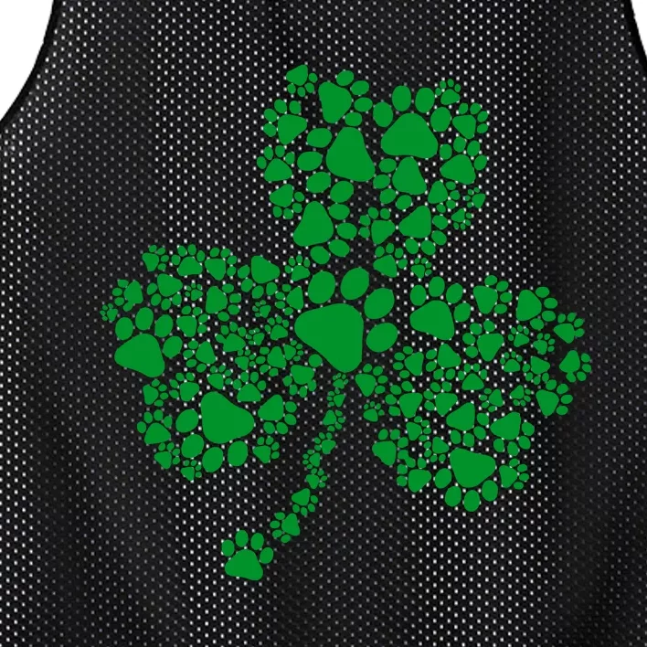 Funny Dog Paw Print Costume Dog Shamrock St Patricks Day Mesh Reversible Basketball Jersey Tank