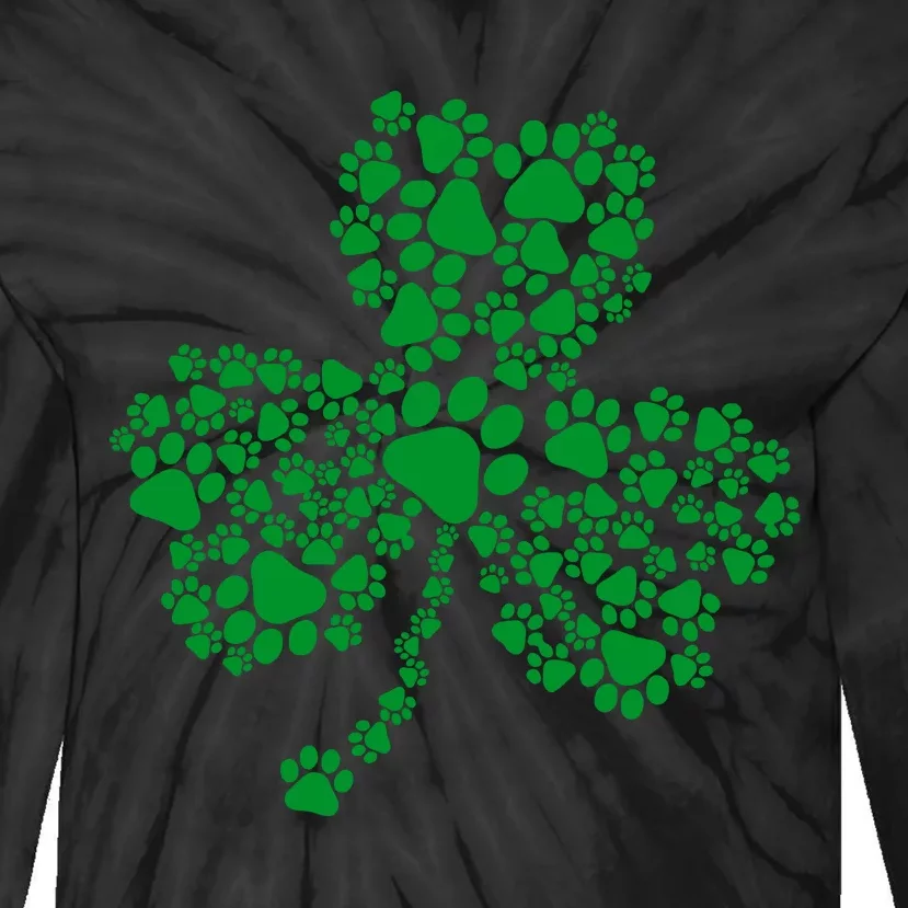 Funny Dog Paw Print Costume Dog Shamrock St Patricks Day Tie-Dye Long Sleeve Shirt