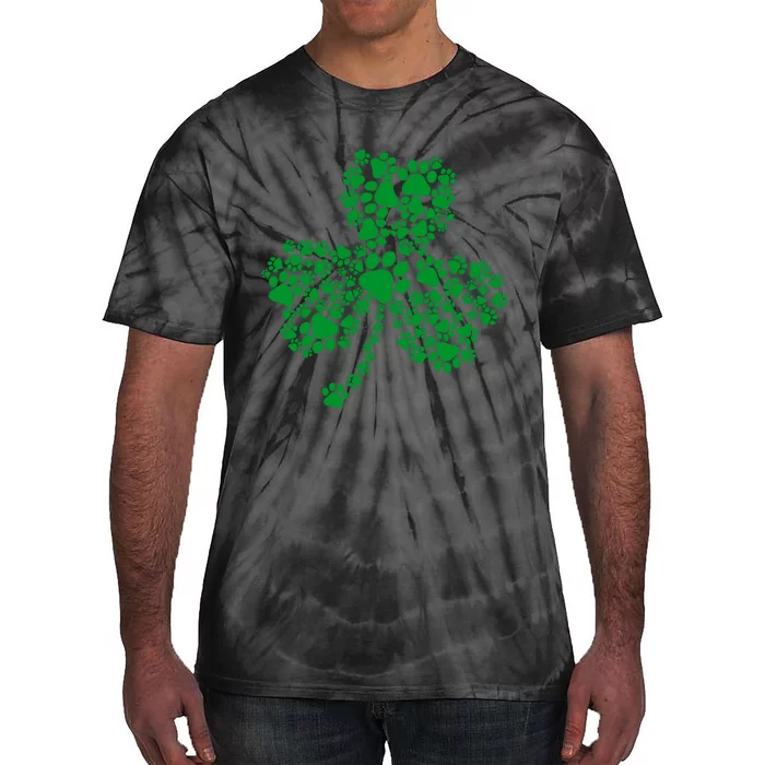 Funny Dog Paw Print Costume Dog Shamrock St Patricks Day Tie-Dye T-Shirt