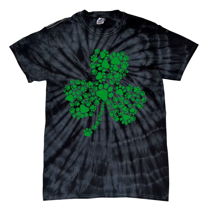 Funny Dog Paw Print Costume Dog Shamrock St Patricks Day Tie-Dye T-Shirt