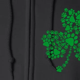 Funny Dog Paw Print Costume Dog Shamrock St Patricks Day Full Zip Hoodie