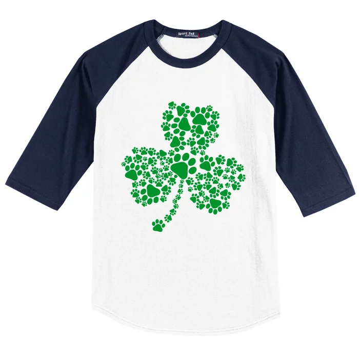 Funny Dog Paw Print Costume Dog Shamrock St Patricks Day Baseball Sleeve Shirt