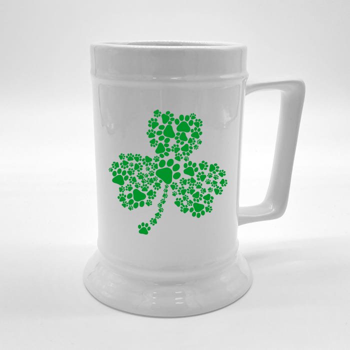 Funny Dog Paw Print Costume Dog Shamrock St Patricks Day Front & Back Beer Stein