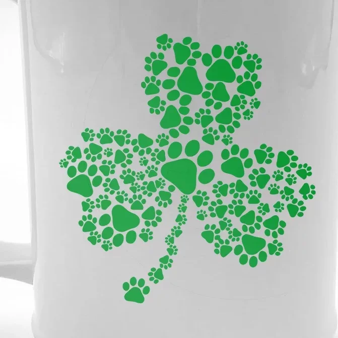 Funny Dog Paw Print Costume Dog Shamrock St Patricks Day Front & Back Beer Stein