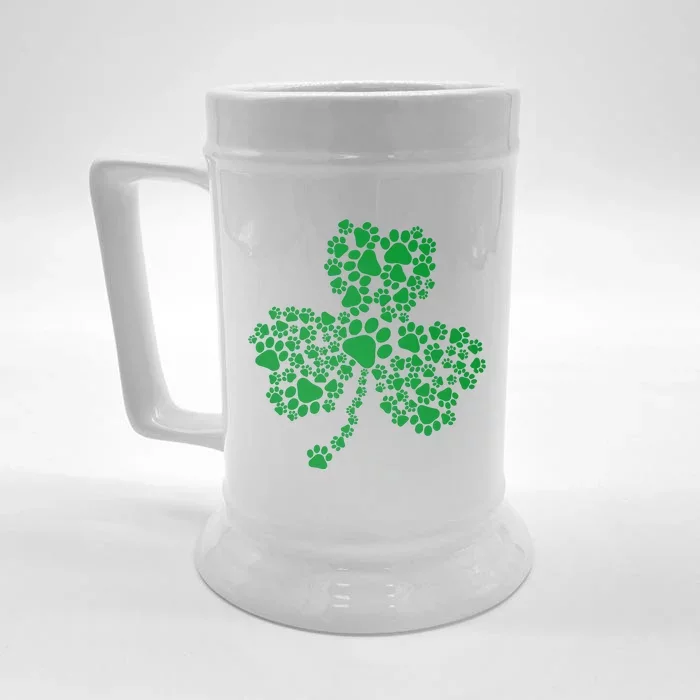 Funny Dog Paw Print Costume Dog Shamrock St Patricks Day Front & Back Beer Stein