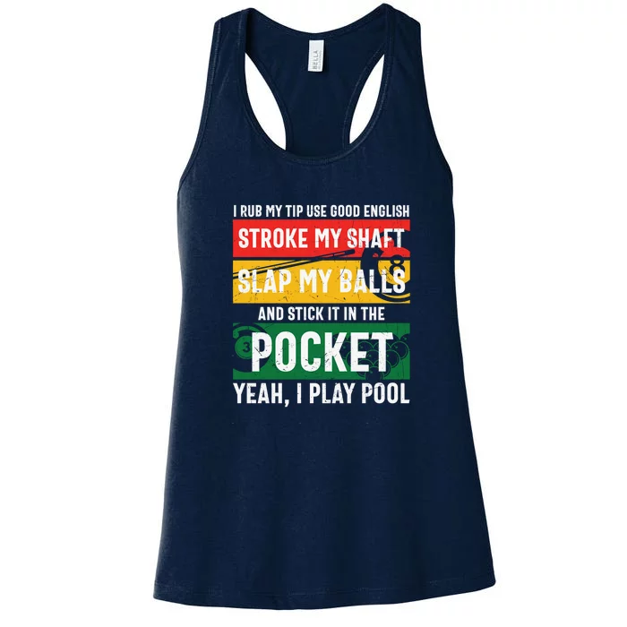 Father's Day Pocket I Yeah, I Play Pool Billiards Dad Gift For Dad Women's Racerback Tank