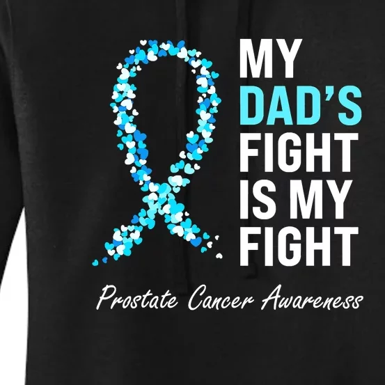 Family Dad Prostate Cancer Awareness Light Blue Ribbon Women's Pullover Hoodie