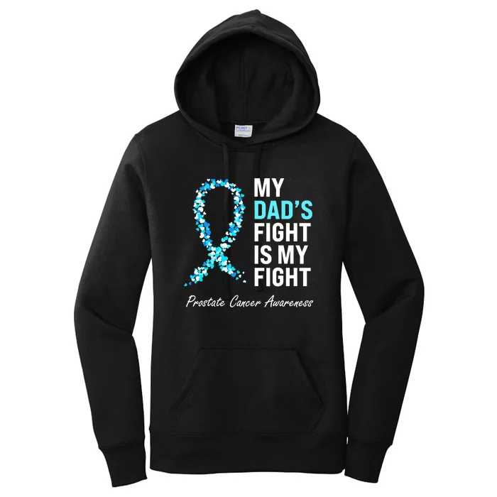 Family Dad Prostate Cancer Awareness Light Blue Ribbon Women's Pullover Hoodie