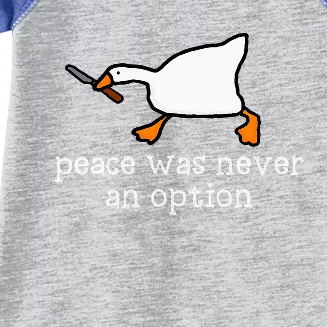 Funny Duck Peace Was Never An Option Infant Baby Jersey Bodysuit