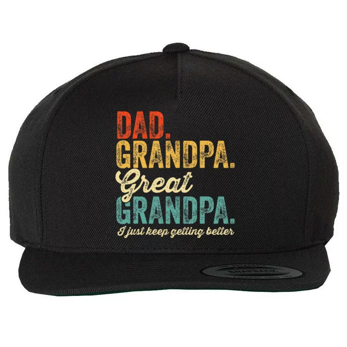 Fathers Day Present from Grandkid Dad Grandpa Great Grandpa Wool Snapback Cap