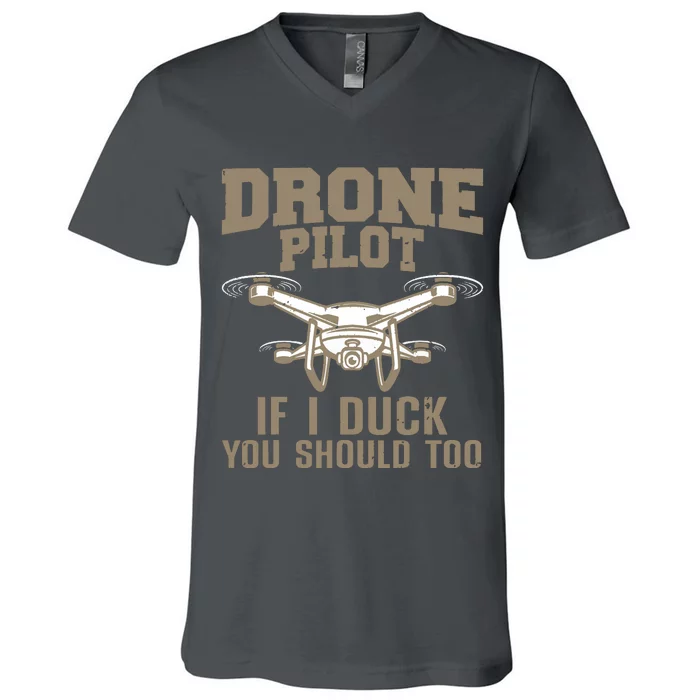 Funny Drone Pilot Design For Men Women Kids Drone Operator V-Neck T-Shirt