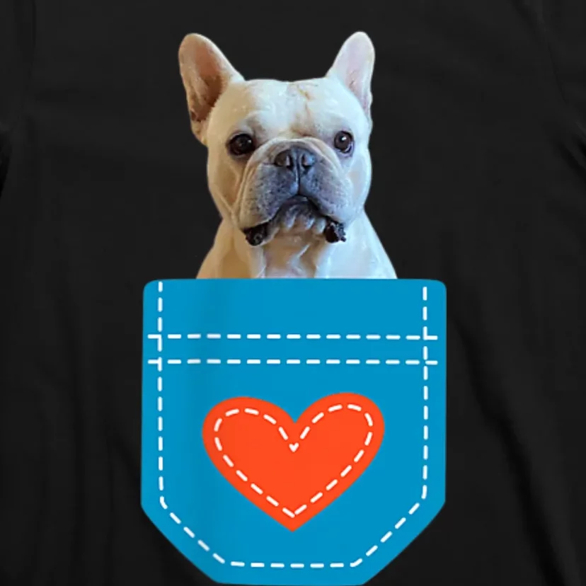 Frenchie Dog Puppy Pocket Heart Dog Lover Cute Funny T-Shirt