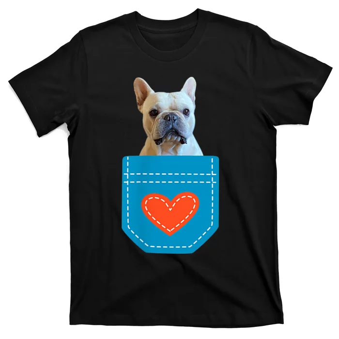 Frenchie Dog Puppy Pocket Heart Dog Lover Cute Funny T-Shirt