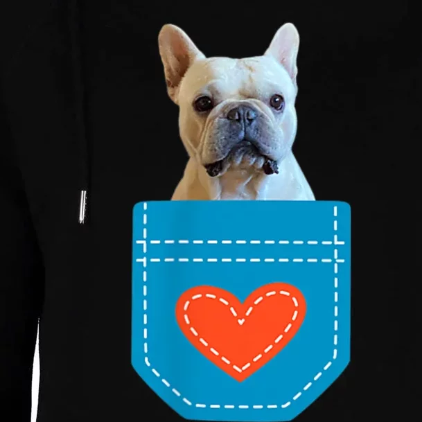 Frenchie Dog Puppy Pocket Heart Dog Lover Cute Funny Womens Funnel Neck Pullover Hood