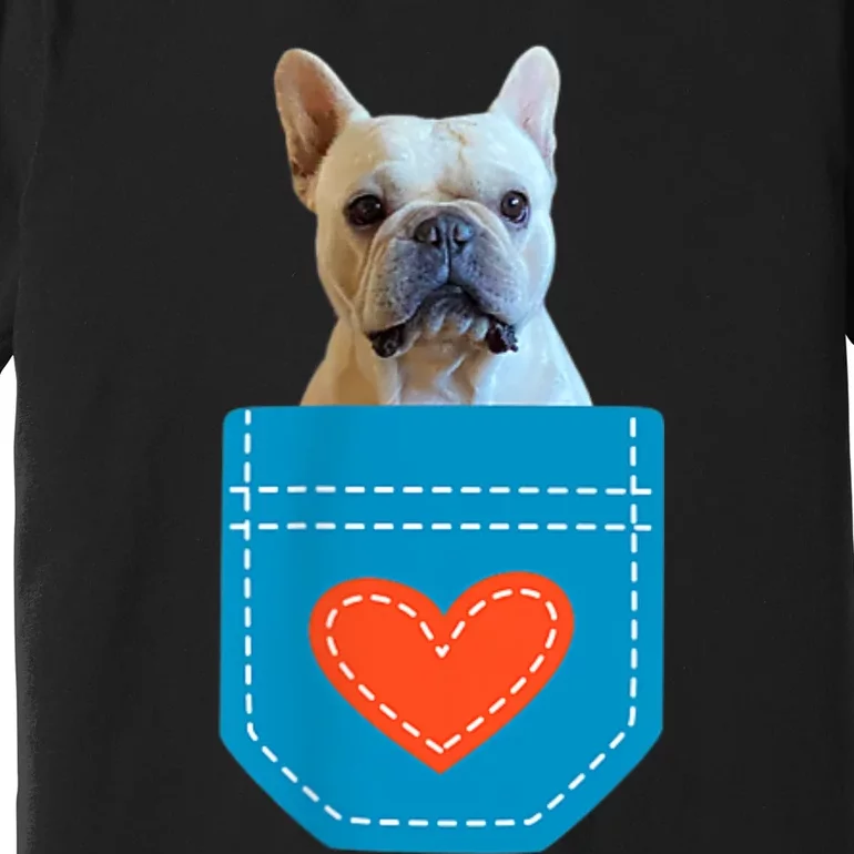 Frenchie Dog Puppy Pocket Heart Dog Lover Cute Funny Premium T-Shirt