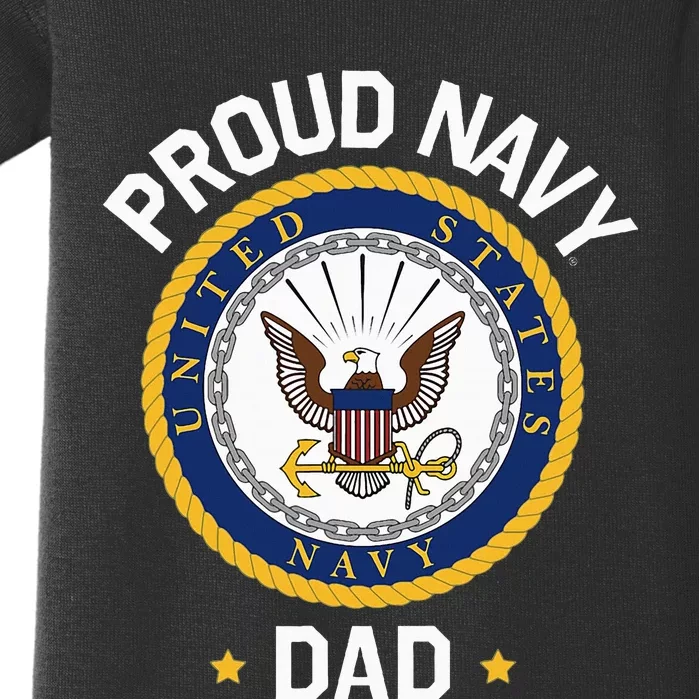 Fathers Day Proud N.A.V.Y Dad Collegiate Baby Bodysuit