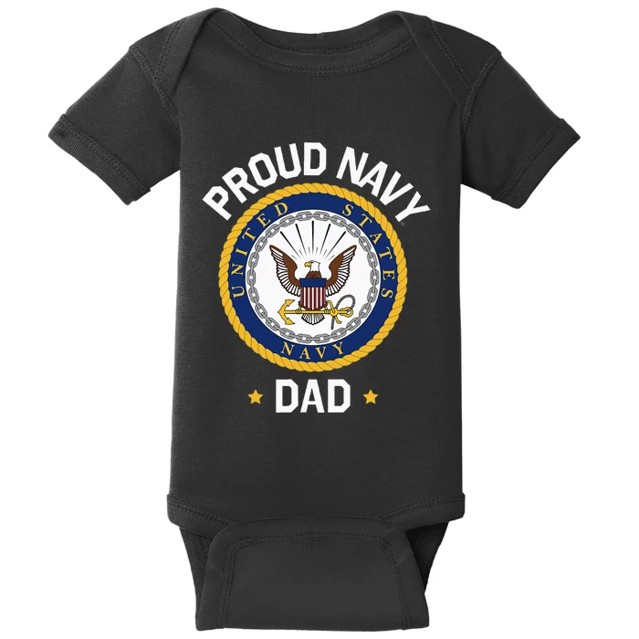 Fathers Day Proud N.A.V.Y Dad Collegiate Baby Bodysuit