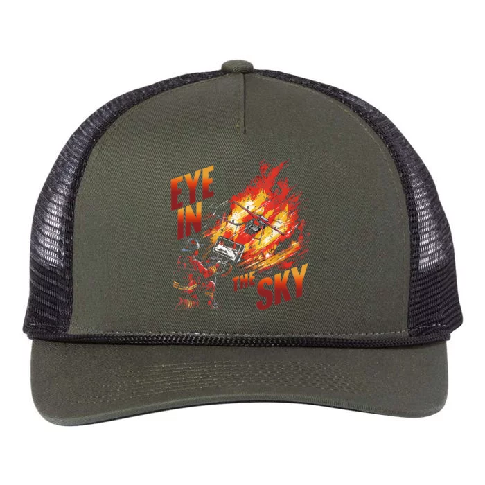 Firefighter Drone Pilot Tactical Response Fire Department Retro Rope Trucker Hat Cap