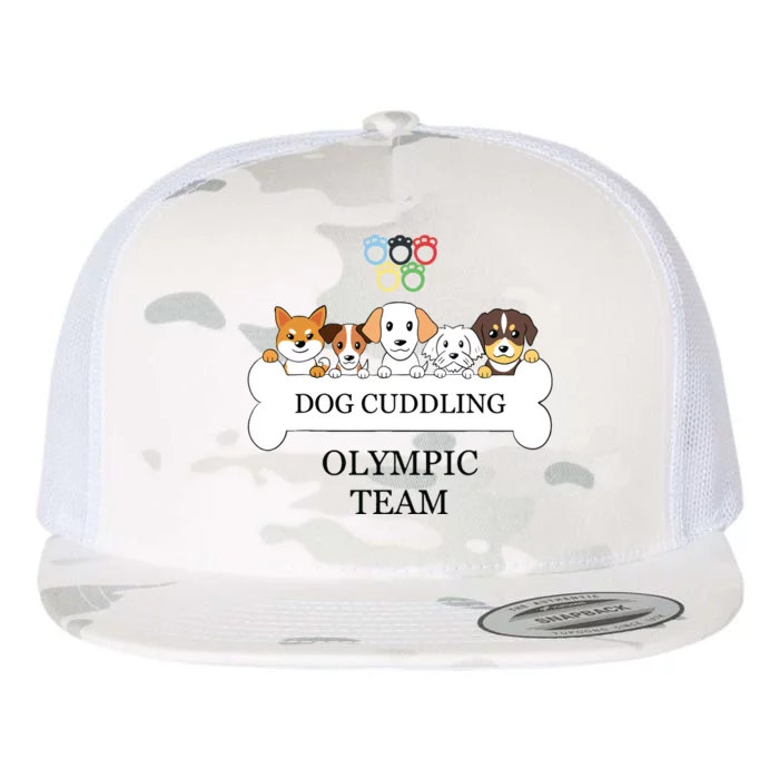 Funny Dog Quote Cuddling Team Cool Animal Flat Bill Trucker Hat