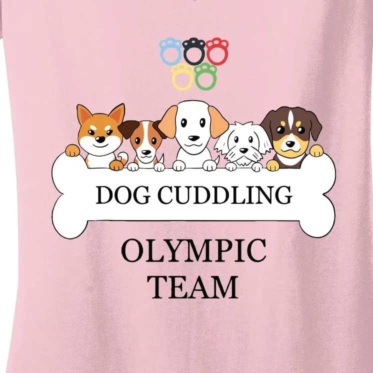 Funny Dog Quote Cuddling Team Cool Animal Women's V-Neck T-Shirt