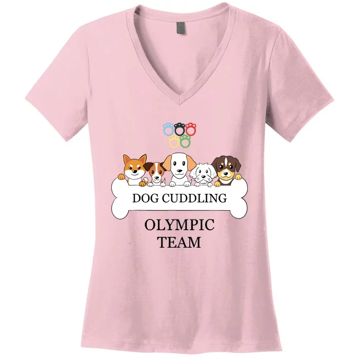 Funny Dog Quote Cuddling Team Cool Animal Women's V-Neck T-Shirt