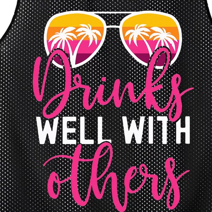 Funny Drinking Quote Trip Drinks Well With Others Mesh Reversible Basketball Jersey Tank