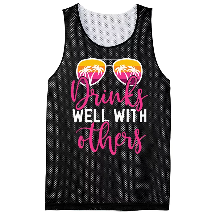 Funny Drinking Quote Trip Drinks Well With Others Mesh Reversible Basketball Jersey Tank