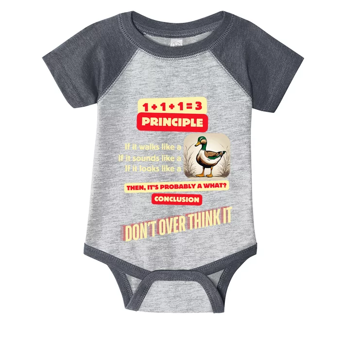 Funny Duck Quote DonT Overthink It Humorous Infant Baby Jersey Bodysuit