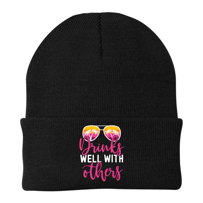 Funny Drinking Quote Girl Trip Drinks Well With Others Knit Cap Winter Beanie