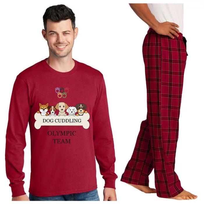 Funny Dog Quote Cuddling Team Cool Animal Gift Long Sleeve Pajama Set