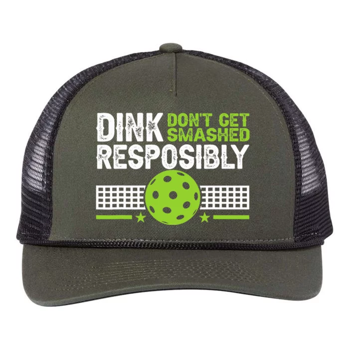 Funny Dink Responsibly Don't Get Smashed Pickleball Retro Rope Trucker Hat Cap