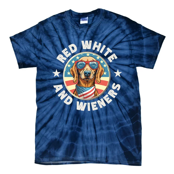 Funny Dachshund Red White And Wieners Weiner Dog 4th Of July Tie-Dye T-Shirt