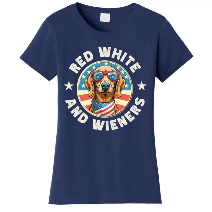 Funny Dachshund Red White And Wieners Weiner Dog 4th Of July Women's T-Shirt