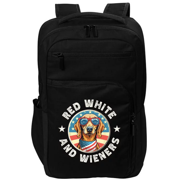 Funny Dachshund Red White and Wieners Weiner Dog 4th of July Impact Tech Backpack