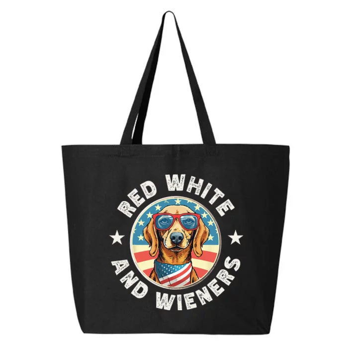 Funny Dachshund Red White and Wieners Weiner Dog 4th of July 25L Jumbo Tote