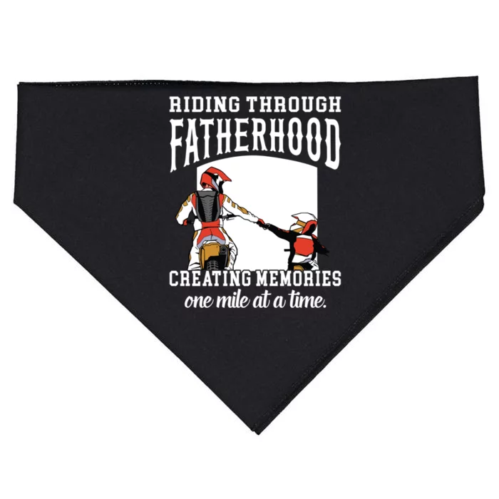 Father’S Day Riding Through Fatherhood Creating Memories Gift USA-Made Doggie Bandana