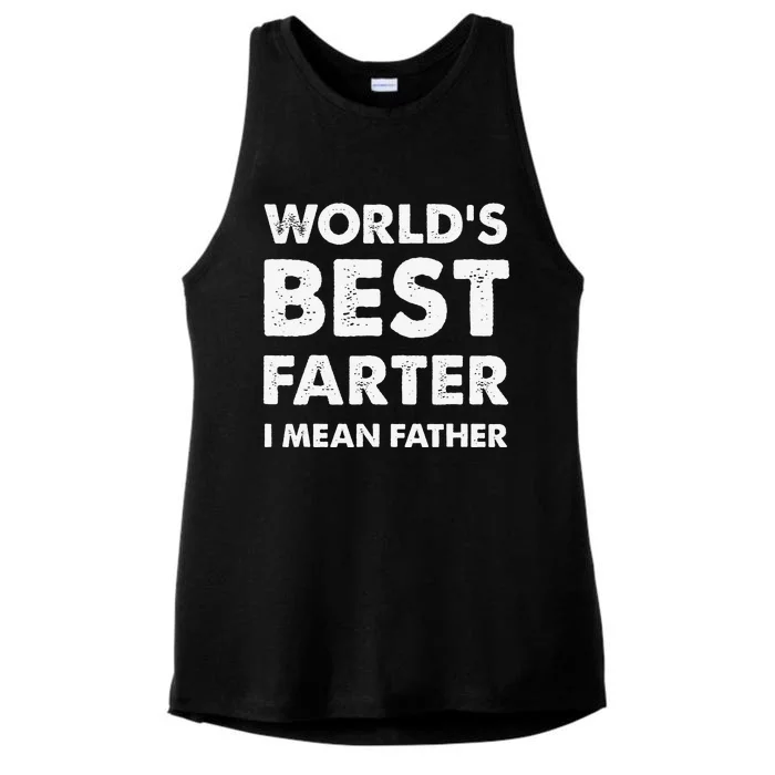 Father's Day Retro Dad World's Best Farter I Mean Father Ladies Tri-Blend Wicking Tank