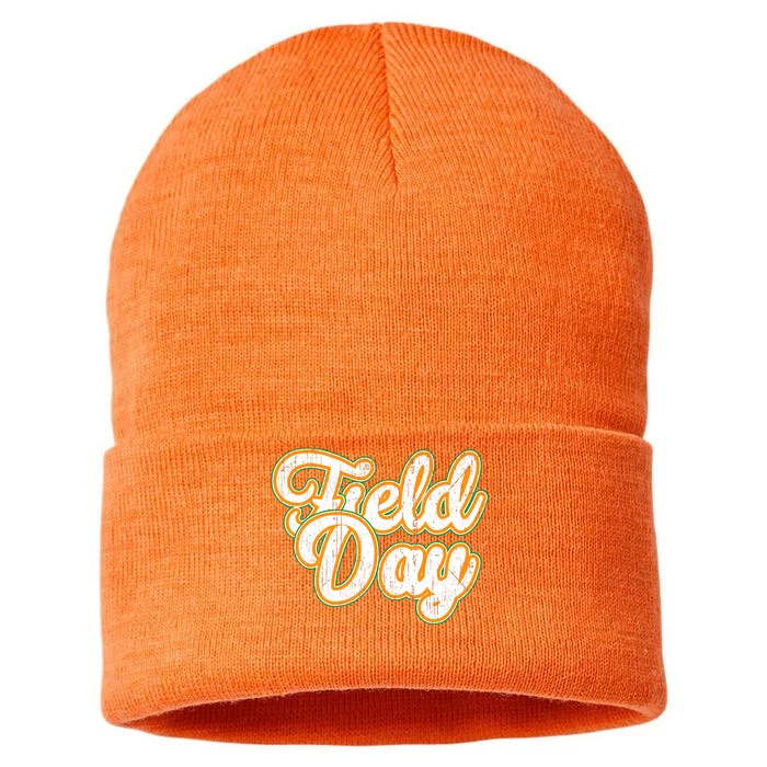 Field Day Retro Orange Field Day Games Adults Teachers Sustainable Knit Beanie